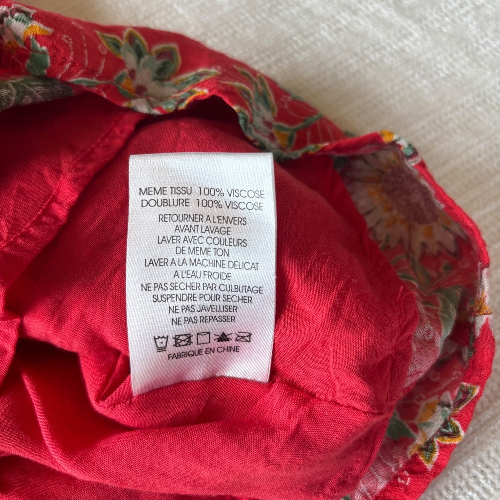 Vintage Y2K Miss Me Red Floral Cold Shoulder Ruffle Blouse Sunflowers Small - Picture 6 of 8